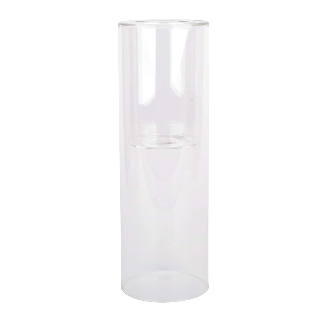 10" Clear Glass Dual Cylinder Candle Holder by Ashland®